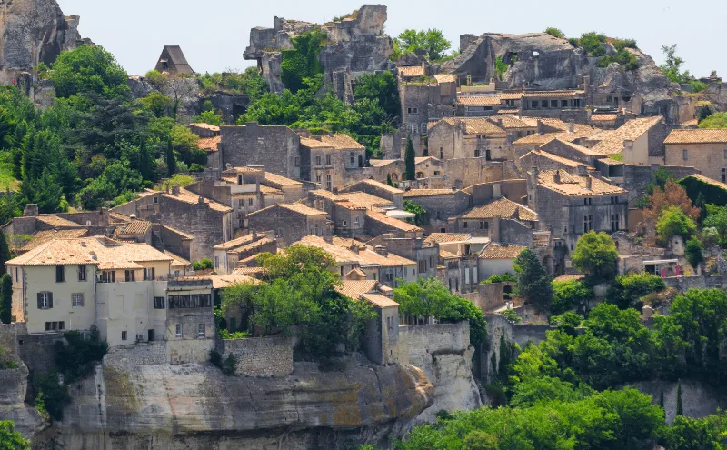 Village of Les Baux-de-Provence on a hill