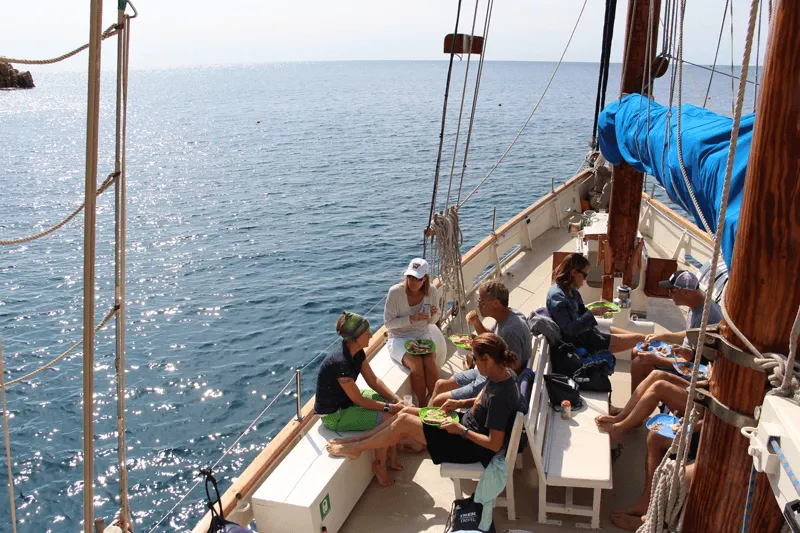 Guests on boat cruise