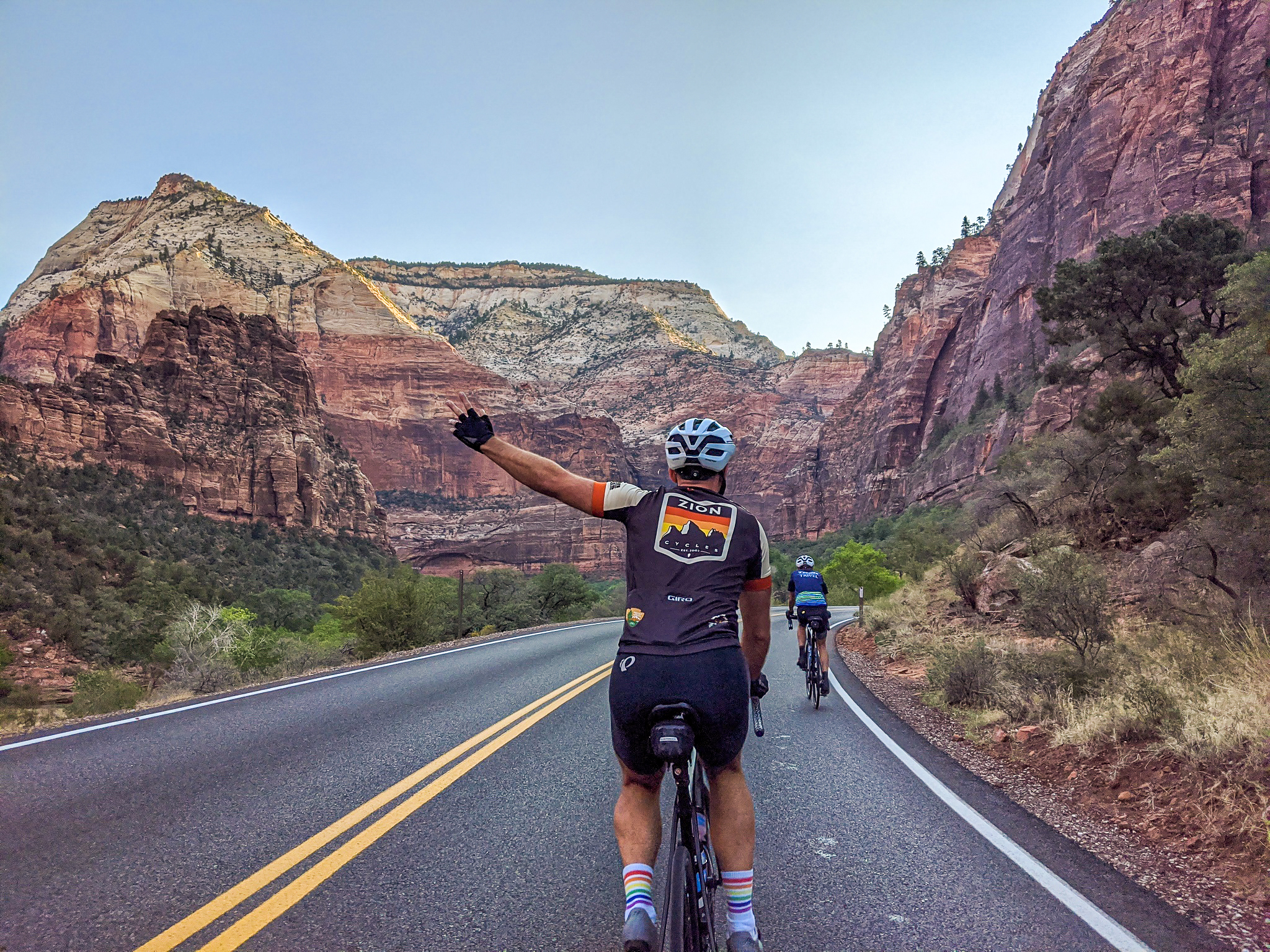 A cyclist in Zion National Park