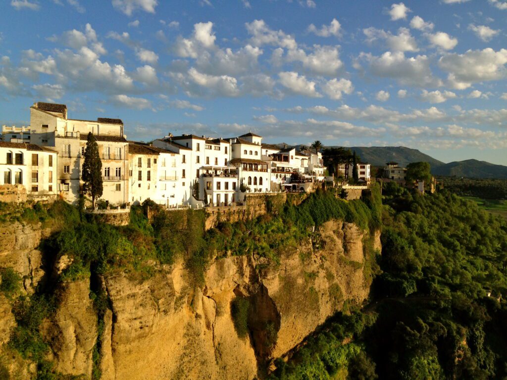 View of Ronda with the cliff of the gorge.