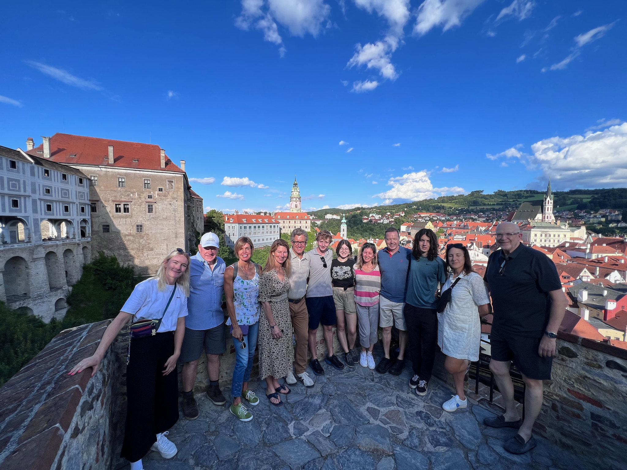 Group at the viewpoint in Cesky Krumlov