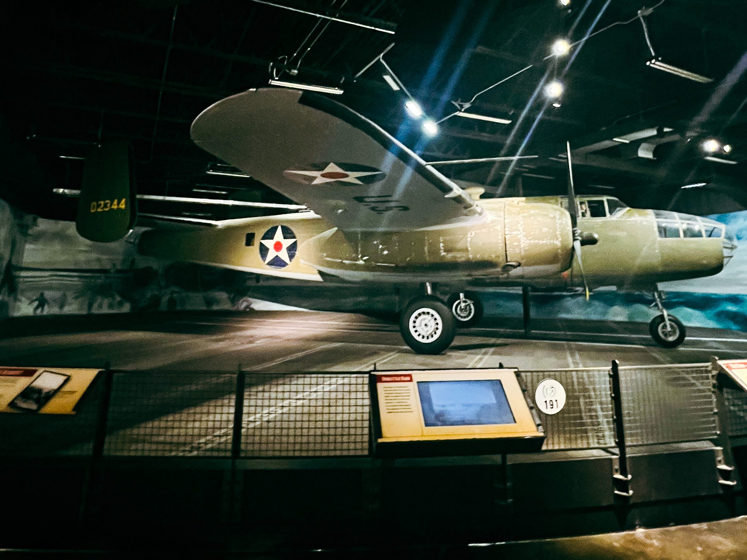 WWII bomber on display in a museum