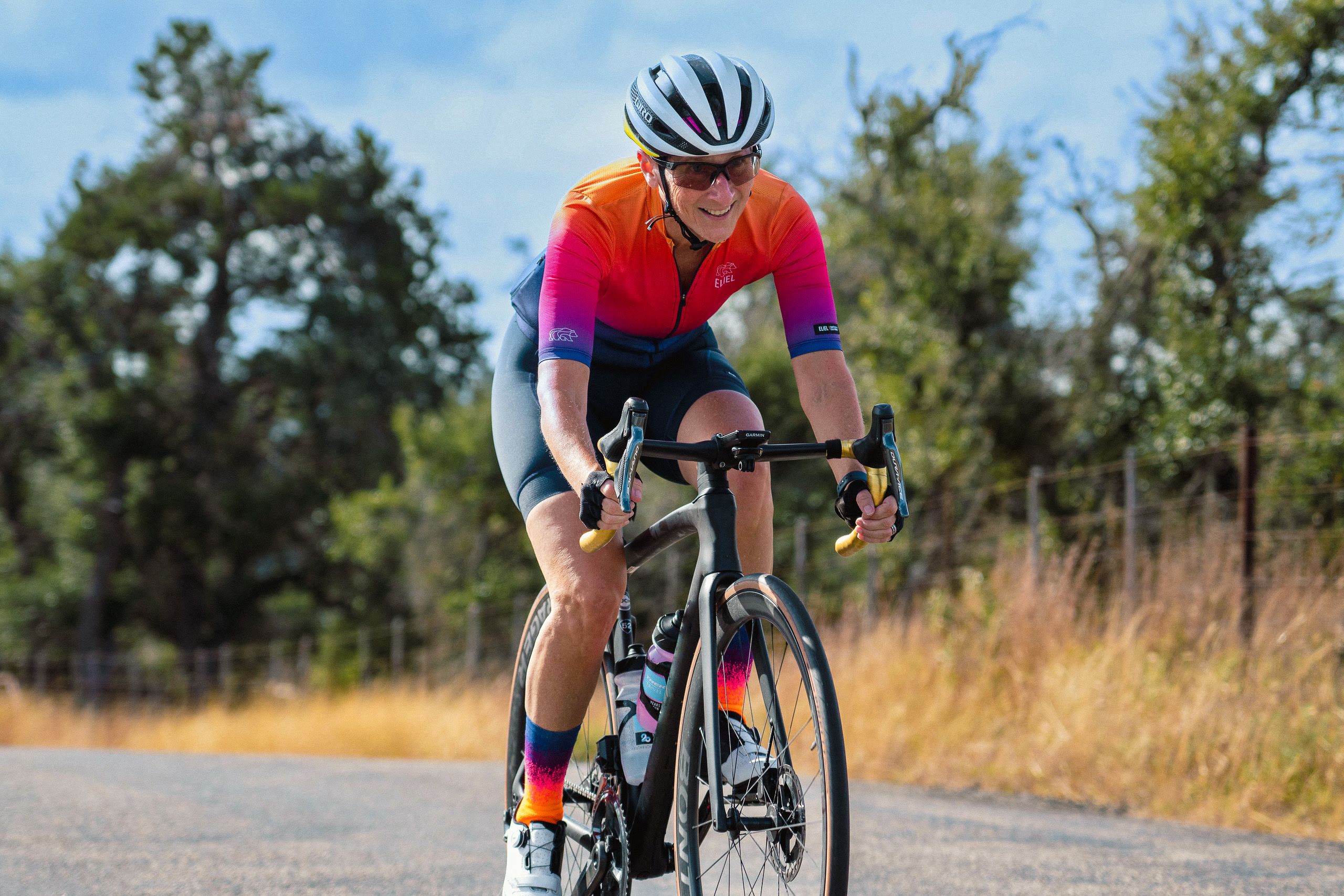 close up of a cyclist riding their road bike