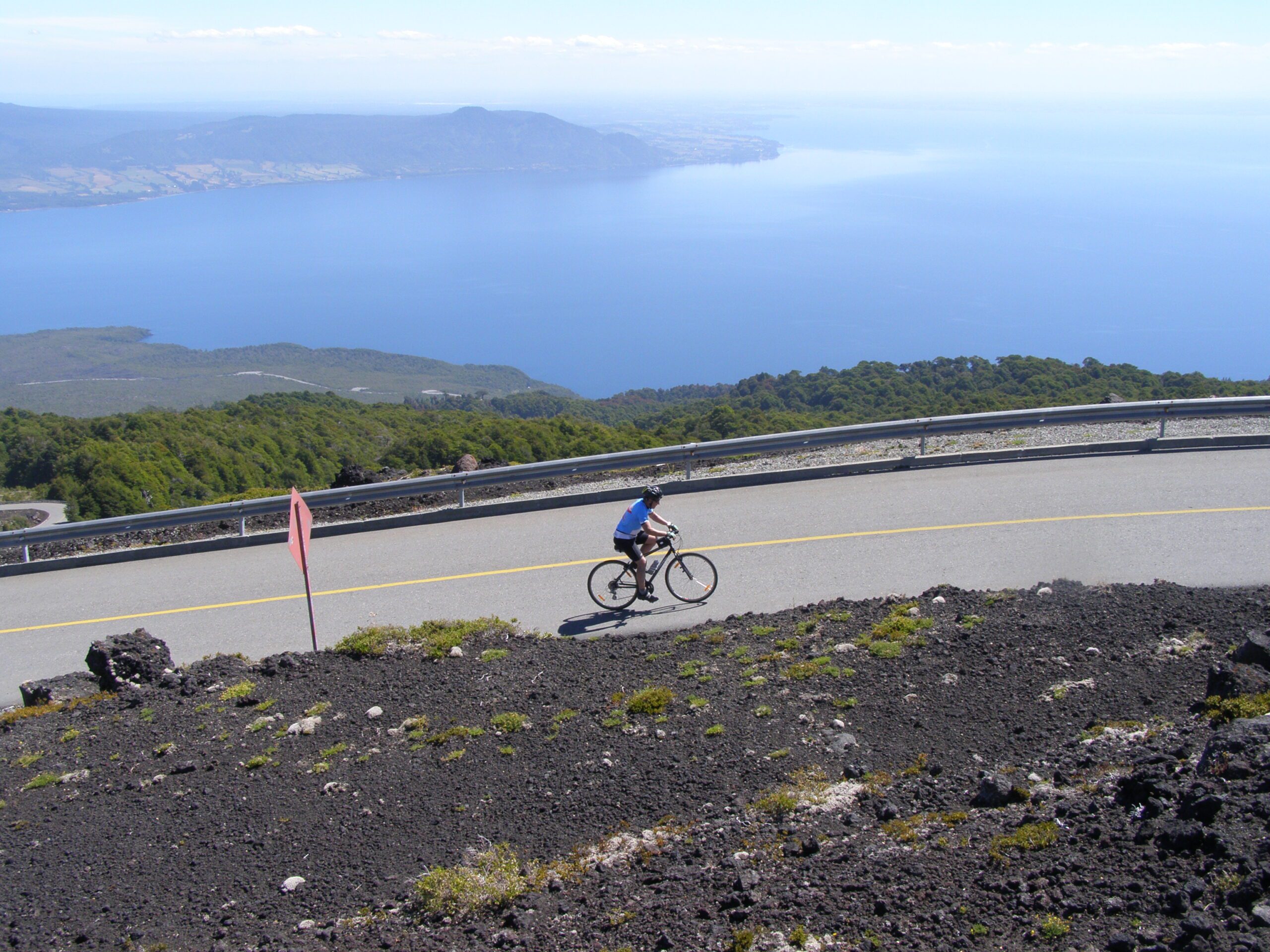 Biking up Osorno Volcano