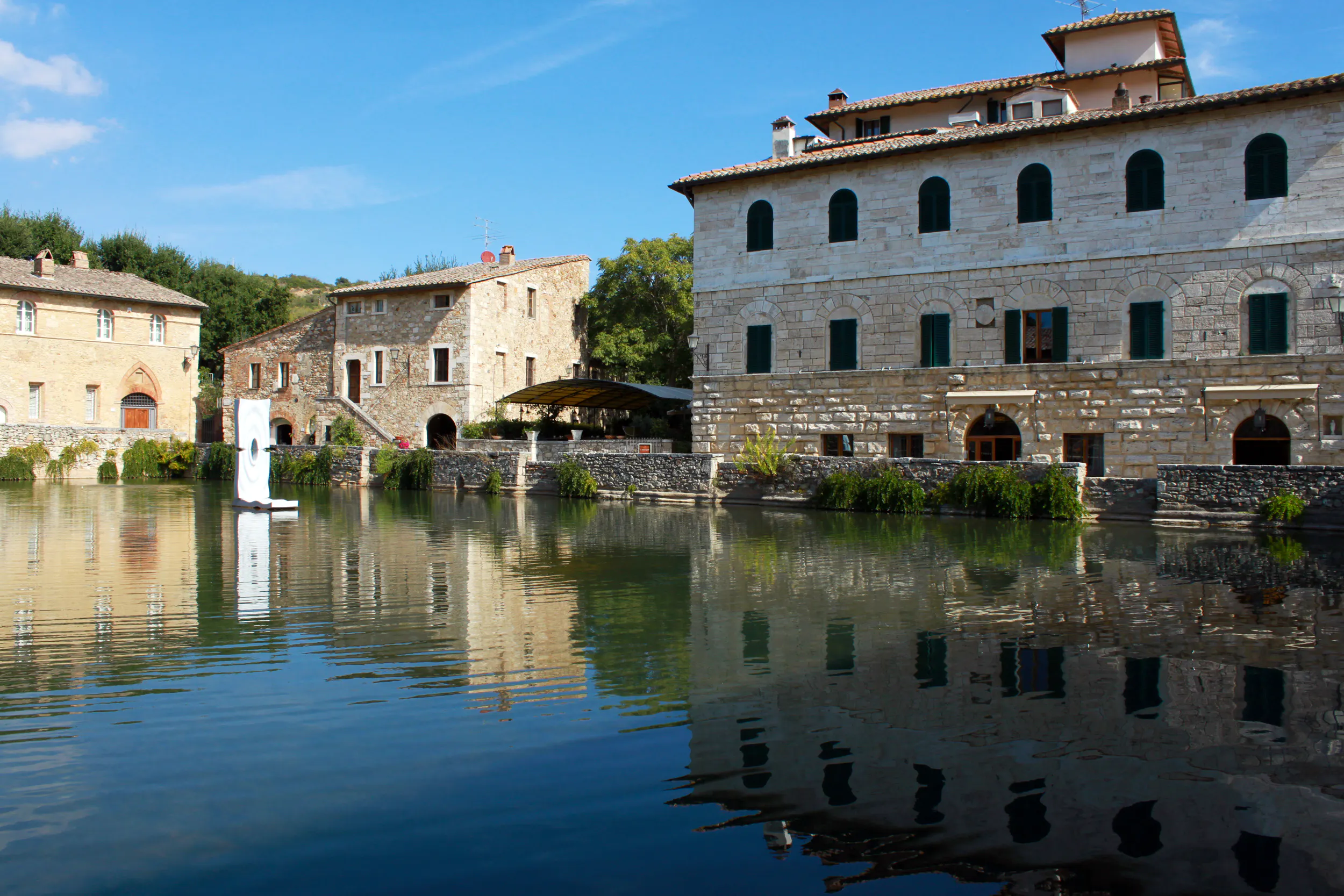 Bagno Vignoni, known for its hot sulfurous springs