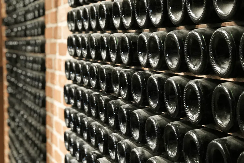 Rows of wine bottles