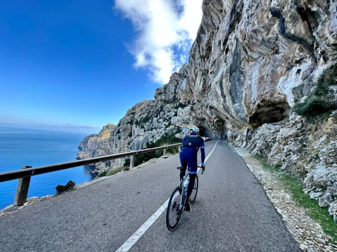cyclist riding on the coast of Mallorca