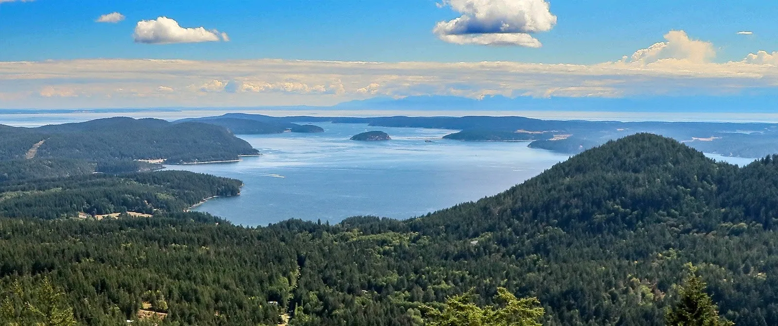 View of San Juan Islands from atop peak