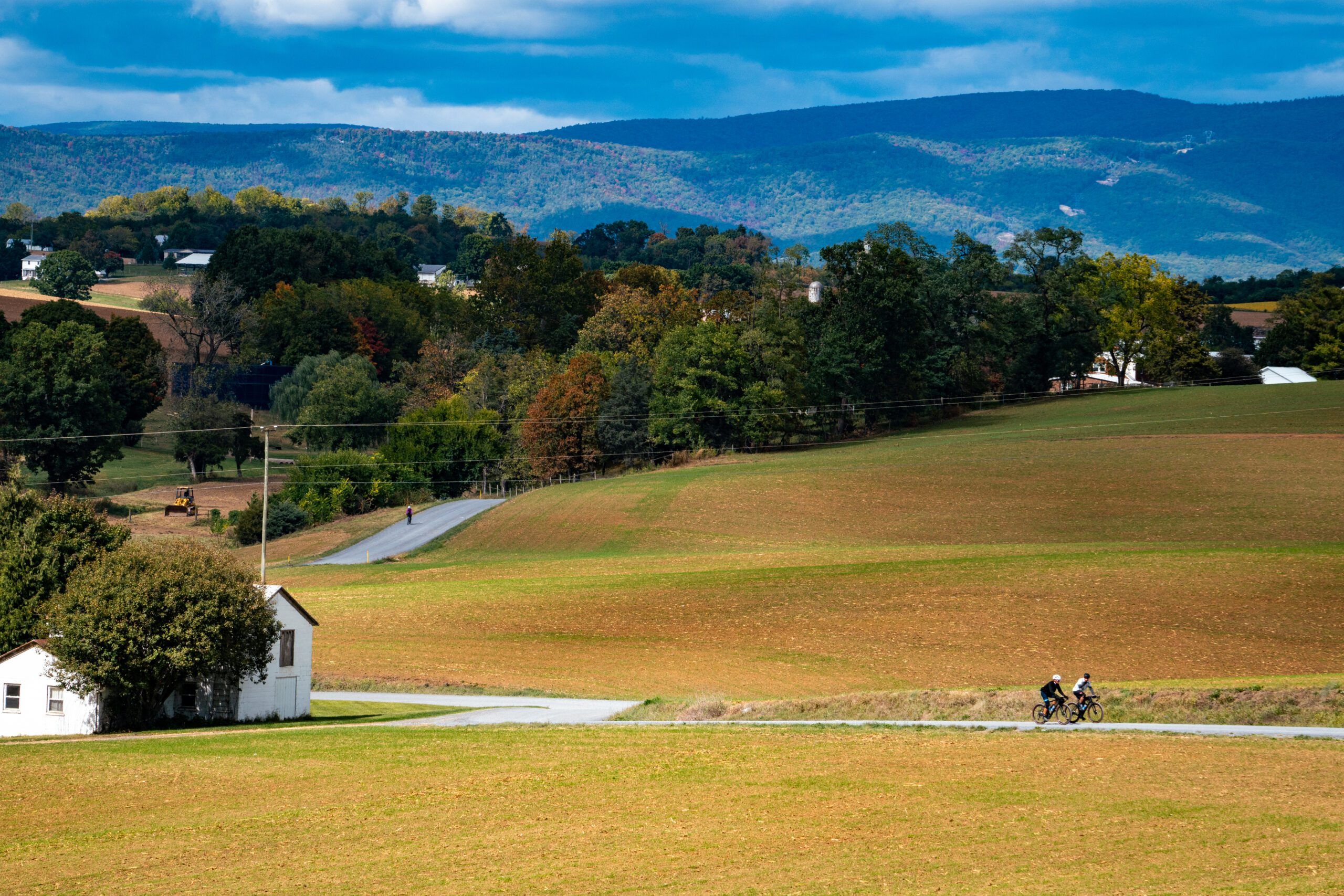 Farmland with mountains in background