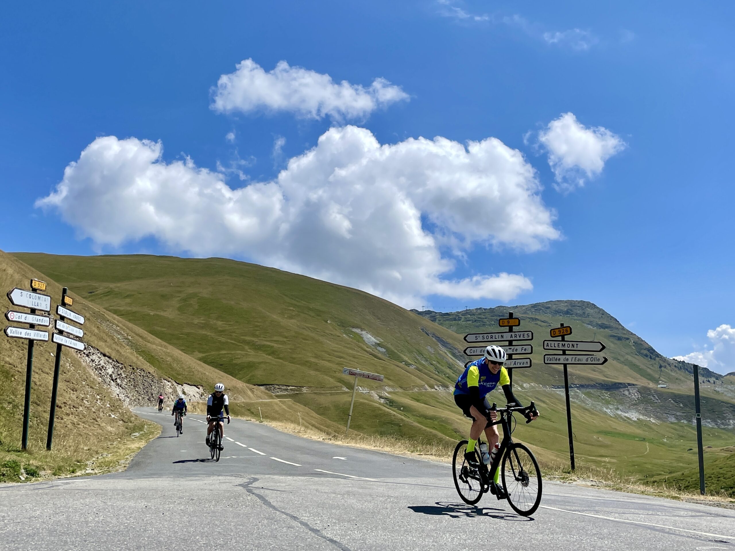 Cyclists arriving at Col du Glandon