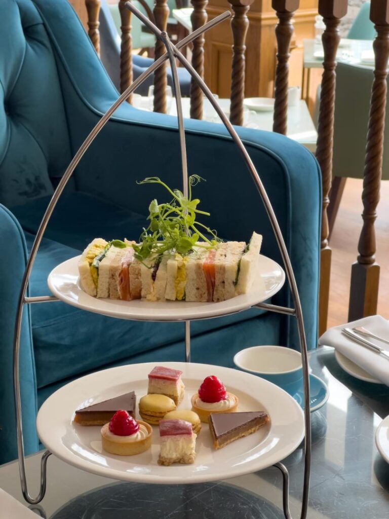 High tea sandwiches and petit fours