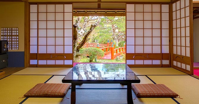 room interior at the Sekisho in Japan