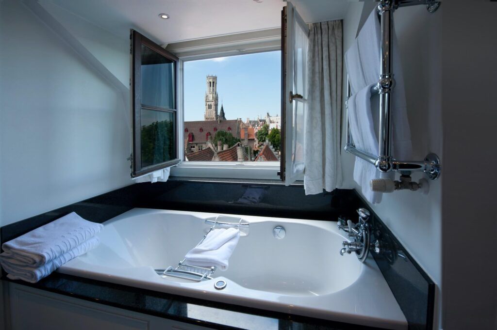 Hotel bathroom with a view