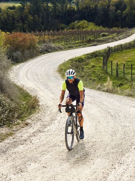A gravel cyclist in Tuscany, Italy