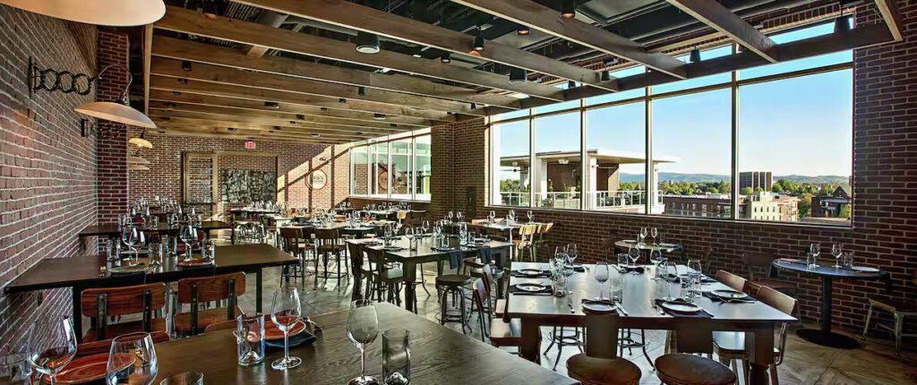 Dining area with a view at the Embassy Suite hotel in Greenville