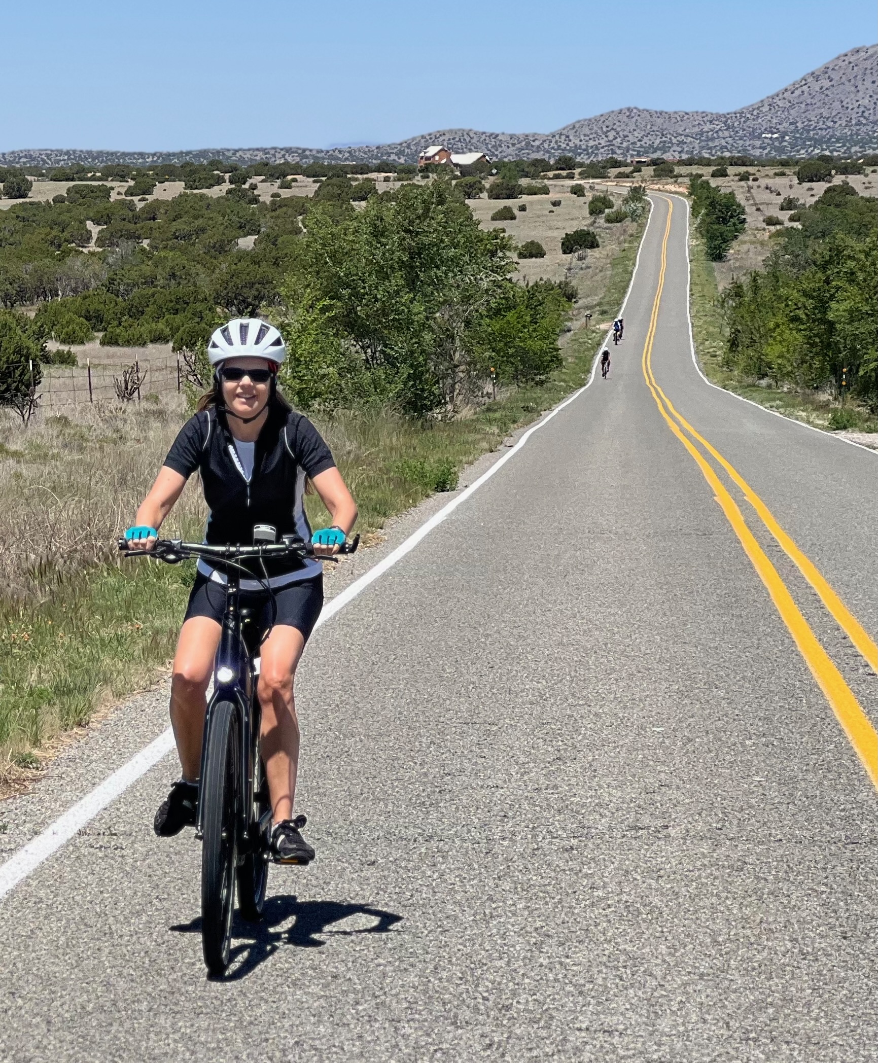 Cyclist on an ebike on an open road