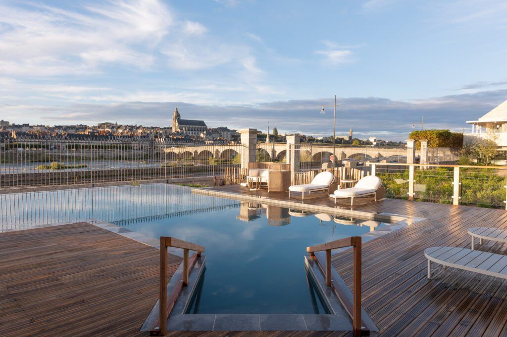 the pool at Fleur de Loire hotel in Loire Valley