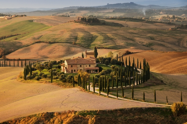 Vast rolling hills in Tuscany's Val d'Orcia
