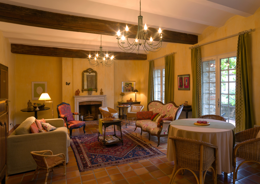 Elegant room with antique furnishings at Mas de Trilles
