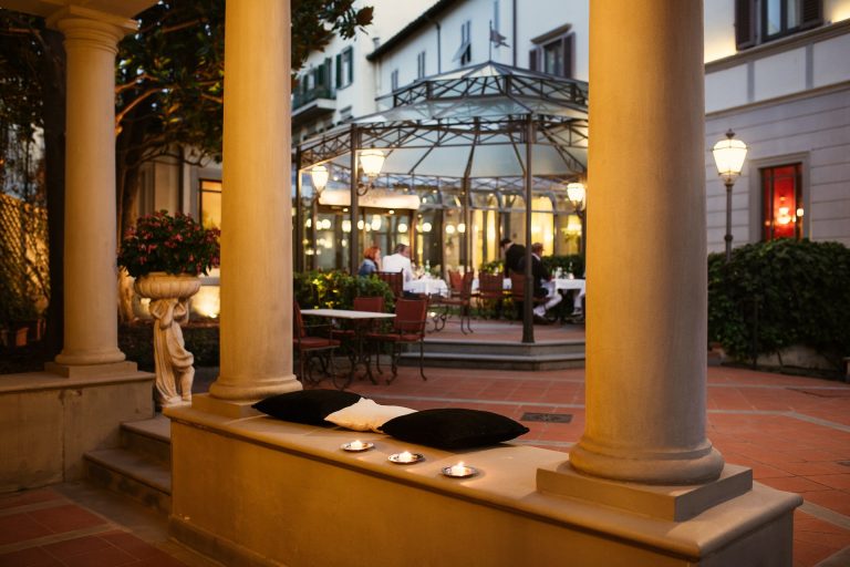 View of outdoor dining gazebo at the Palazzo Montebello hotel
