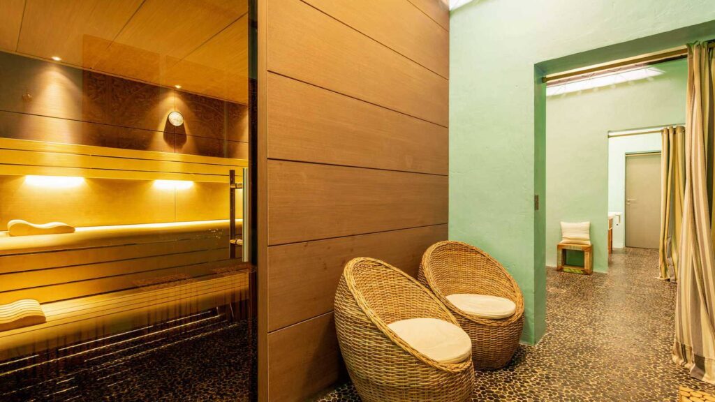 Spa area with sauna at Hotel Riberach