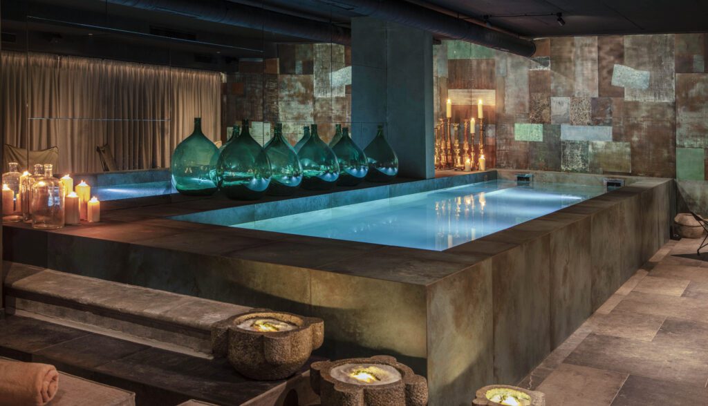 Candlelit spa jacuzzi at San Canzian Village & Hotel