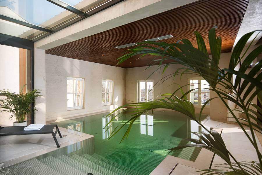 Indoor pool and wellness area with plants at Hotel La Grisa