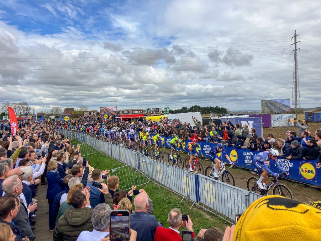 A group of people watching the Tour of Flanders 2024