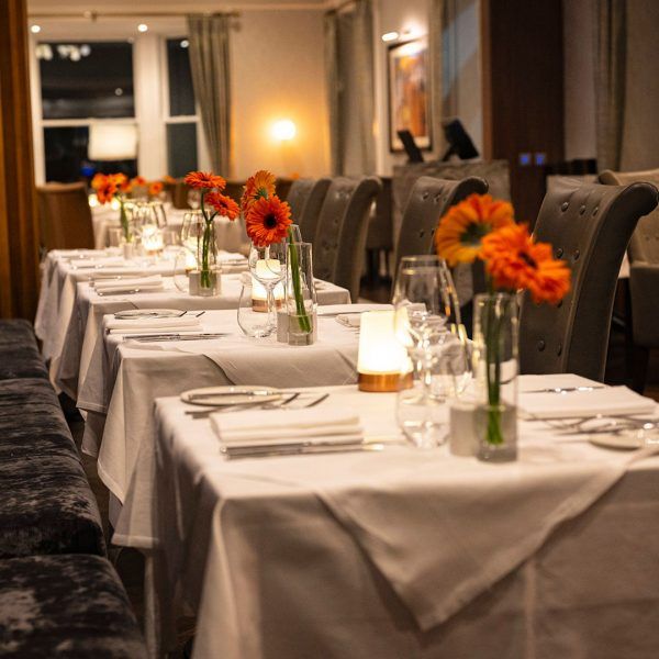 Long view of dining room at Ness walk hotel