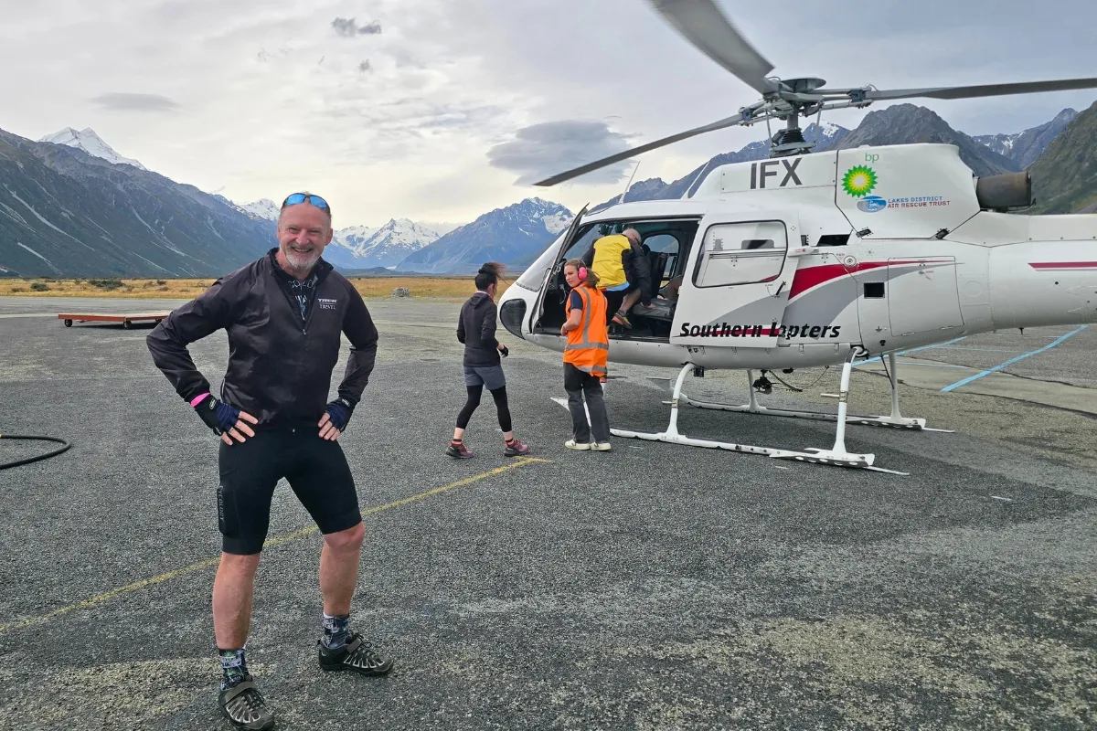 Helicopter transfer over the Tasman River to Lake Pukaki
